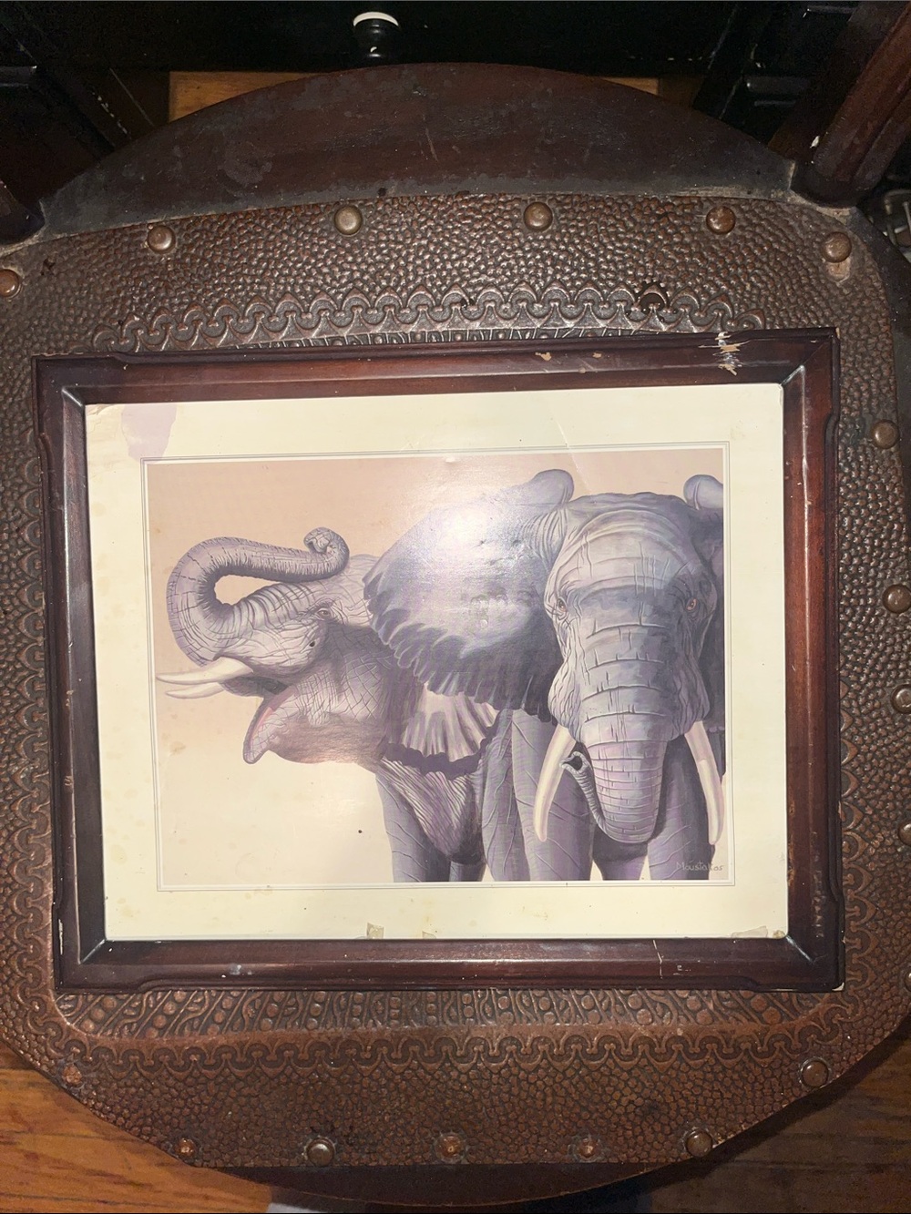 Gray Elephant Duo Art Print - Neutral Elephant Wall Art